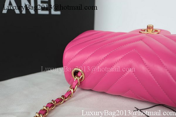 Chanel Classic MINI Flap Bag Chevron Sheepskin Leather A1119 Rose