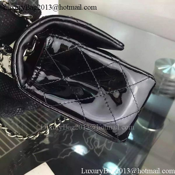 Chanel 2.55 Series Double Flap Bag Black Original Patent Leather CF7024 Silver