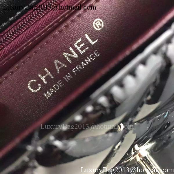 Chanel 2.55 Series Double Flap Bag Black Original Patent Leather CF7024 Silver