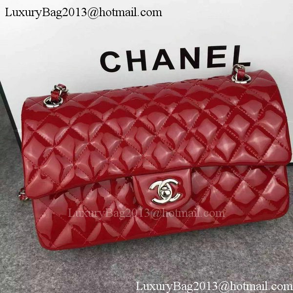 Chanel 2.55 Series Double Flap Bag Red Original Patent Leather CF7024 Silver