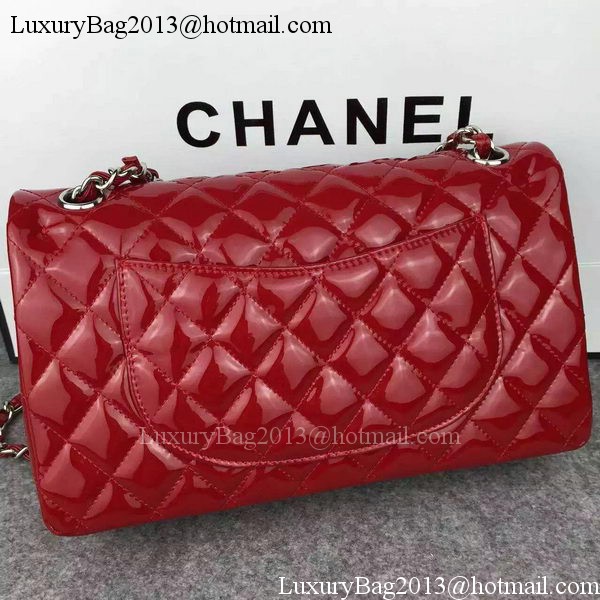 Chanel 2.55 Series Double Flap Bag Red Original Patent Leather CF7024 Silver