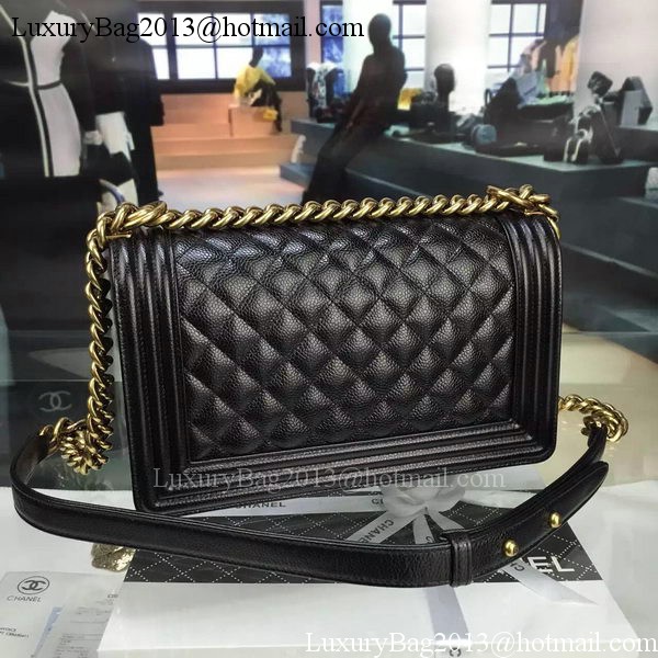 Chanel Boy Flap Shoulder Bag Black Original Calfskin Leather A8708 Bronze