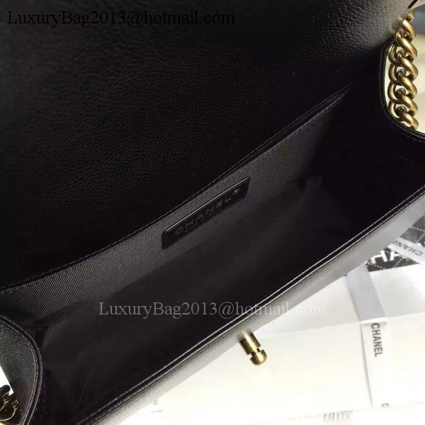 Chanel Boy Flap Shoulder Bag Black Original Calfskin Leather A8708 Bronze