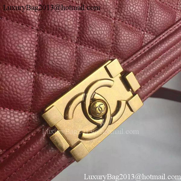 Chanel Boy Flap Shoulder Bag Burgundy Original Calfskin Leather A8708 Bronze