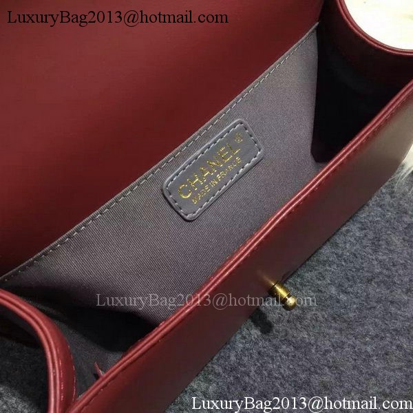 Chanel Boy Flap Shoulder Bag Burgundy Original Sheepskin Leather A67086 Bronze