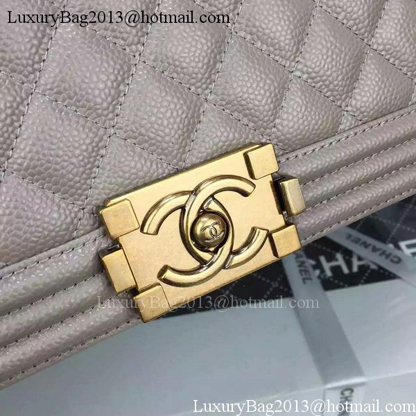 Chanel Boy Flap Shoulder Bag Grey Original Calfskin Leather A8708 Bronze