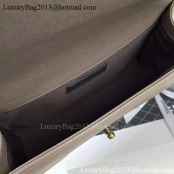 Chanel Boy Flap Shoulder Bag Grey Original Calfskin Leather A8708 Bronze