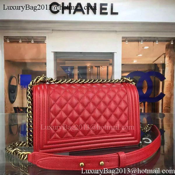 Chanel Boy Flap Shoulder Bag Red Original Calfskin Leather A8708 Bronze