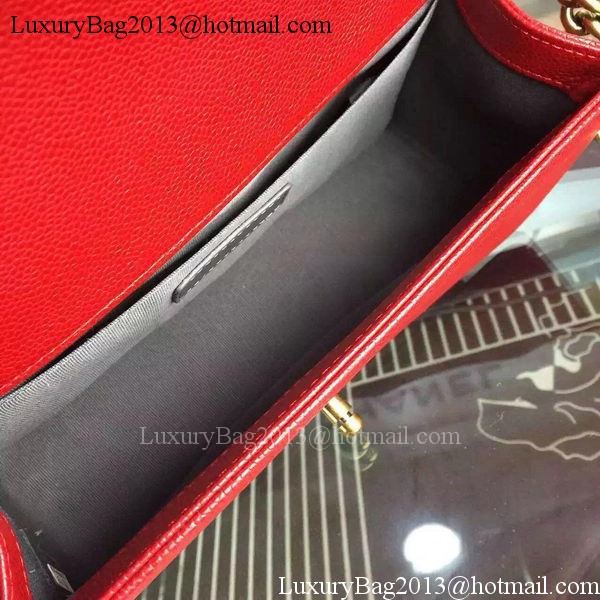 Chanel Boy Flap Shoulder Bag Red Original Calfskin Leather A8708 Bronze
