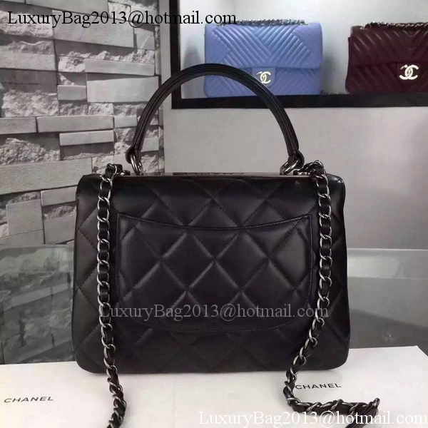 Chanel Classic Top Flap Bag Black Original Leather A98079 Silver