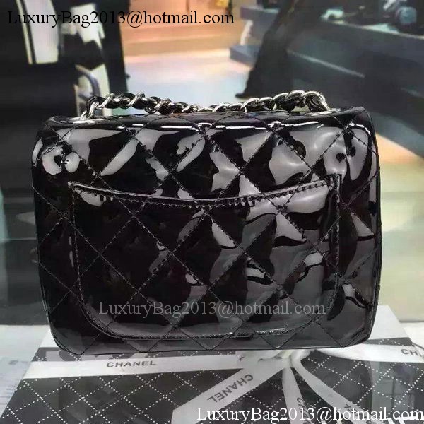 Chanel Classic mini Flap Bag Black Original Patent Leather CF7171 Silver