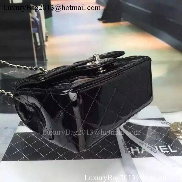 Chanel Classic mini Flap Bag Black Original Patent Leather CF7171 Silver