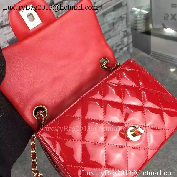 Chanel Classic mini Flap Bag Red Original Patent Leather CF7171 Gold