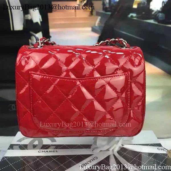 Chanel Classic mini Flap Bag Red Original Patent Leather CF7171 Silver