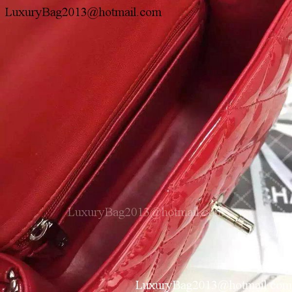 Chanel Classic mini Flap Bag Red Original Patent Leather CF7171 Silver