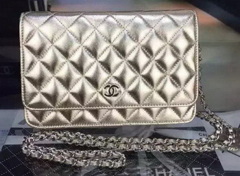Chanel mini Flap Bag Gold Cannage Pattern A8373 Silver