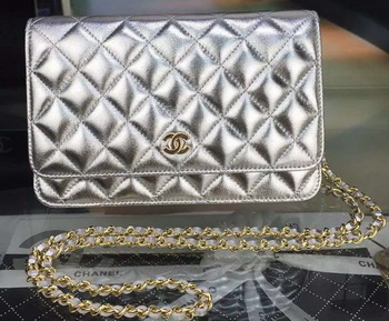 Chanel mini Flap Bag Silver Cannage Pattern A8373 Gold