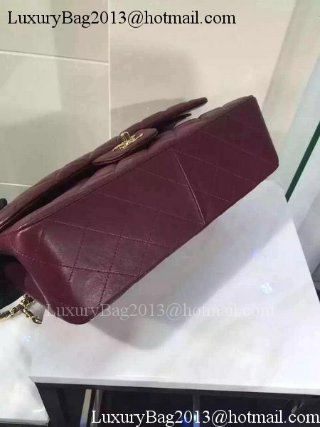 Chanel Jumbo Classic Flap Bag Burgundy Sheepskin Leather A1113 Gold