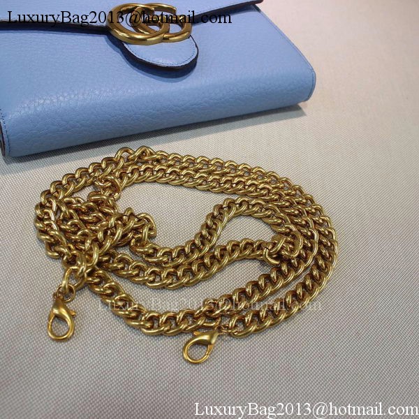 Gucci GG Marmont Leather mini Chain Bag 401232 Blue