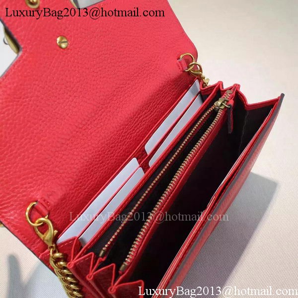 Gucci GG Marmont Leather mini Chain Bag 401232 Red