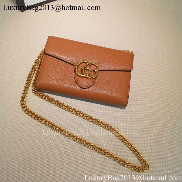 Gucci GG Marmont Leather mini Chain Bag 401232 Wheat