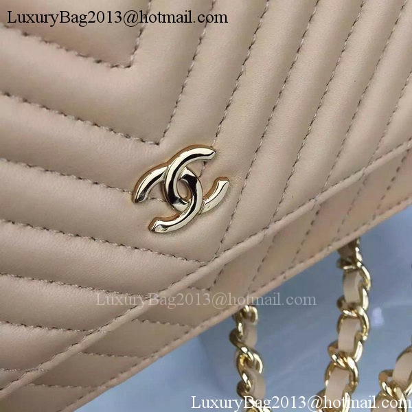 Chanel mini Flap Bag Chevron Leather A33814 Apricot