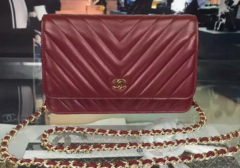 Chanel mini Flap Bag Chevron Leather A33814 Burgundy