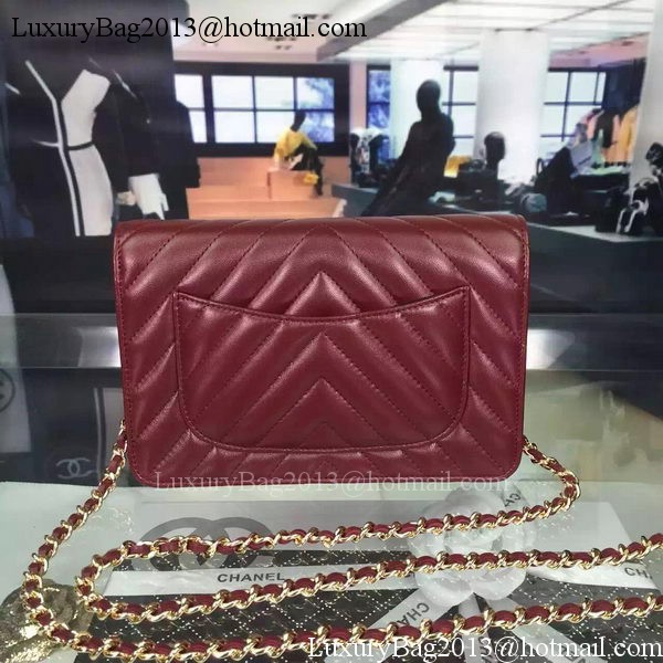 Chanel mini Flap Bag Chevron Leather A33814 Burgundy