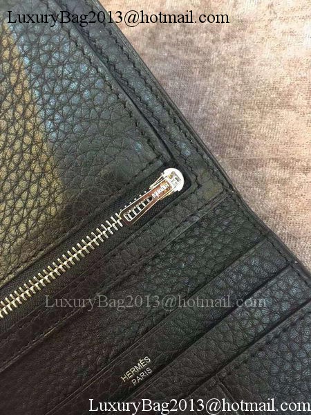 Hermes Bi-Fold Wallet Togo Leather H512 Black