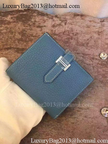 Hermes Bi-Fold Wallet Togo Leather H512 Blue