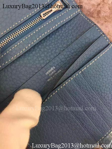 Hermes Bi-Fold Wallet Togo Leather H512 Blue