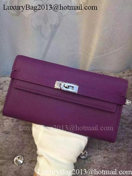 Hermes Kelly Wallet Epsom Leather H009 Purple