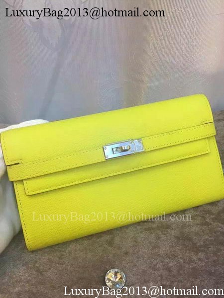 Hermes Kelly Wallet Epsom Leather H009 Yellow