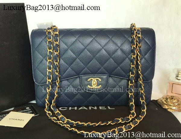Chanel Jumbo Double Flaps Bag Blue Cannage Pattern A36097 Gold