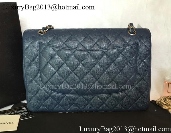 Chanel Jumbo Double Flaps Bag Blue Cannage Pattern A36097 Silver