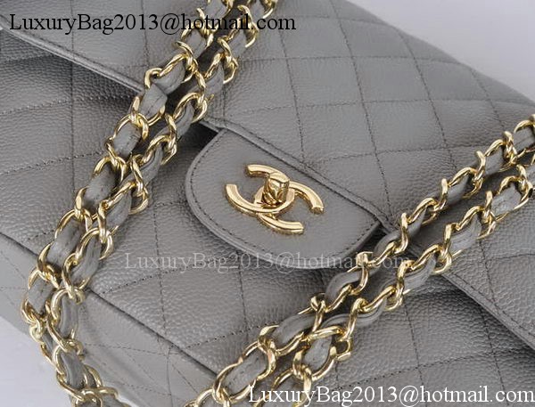 Chanel Jumbo Double Flaps Bag Grey Cannage Pattern A36097 Gold