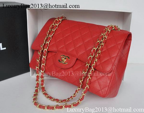 Chanel Jumbo Double Flaps Bag Red Cannage Pattern A36097 Gold