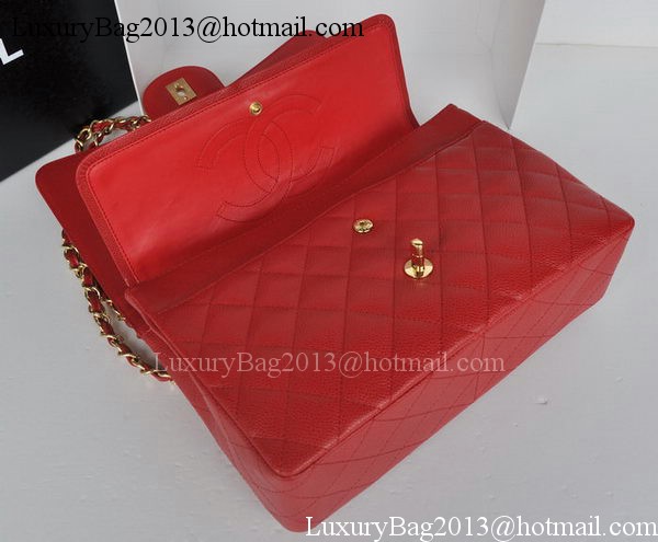 Chanel Jumbo Double Flaps Bag Red Cannage Pattern A36097 Gold