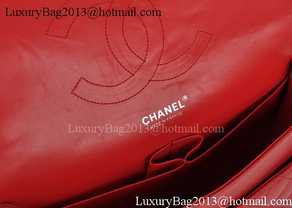 Chanel Jumbo Double Flaps Bag Red Cannage Pattern A36097 Silver