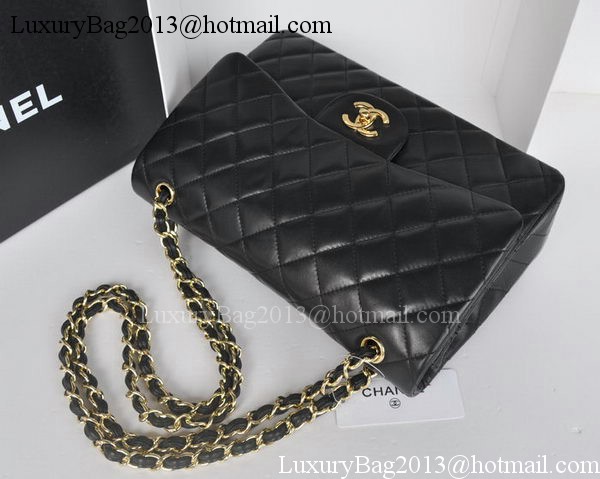 Chanel Jumbo Double Flaps Bags Black Sheepskin Leather A36097 Gold