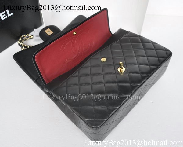Chanel Jumbo Double Flaps Bags Black Sheepskin Leather A36097 Gold