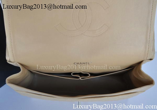 Chanel Maxi Classic Bag A36098 Apricot Cannage Pattern Silver