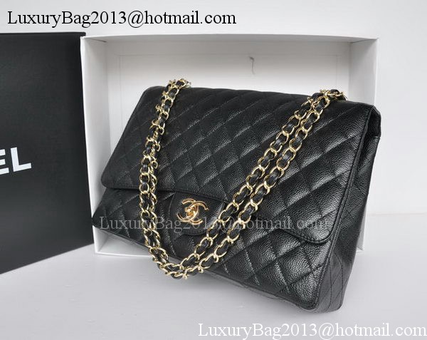 Chanel Maxi Classic Bag A36098 Black Cannage Pattern Gold