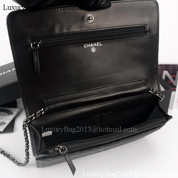 Chanel V mini Flap Bag Chevron Leather A33814V Black