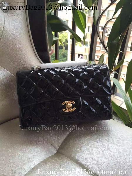 Chanel mini Classic Flap Bag Black Original Patent A1116 Gold