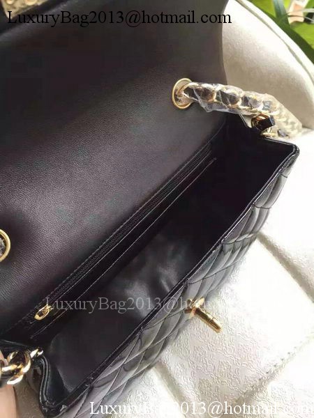 Chanel mini Classic Flap Bag Black Original Patent A1116 Gold