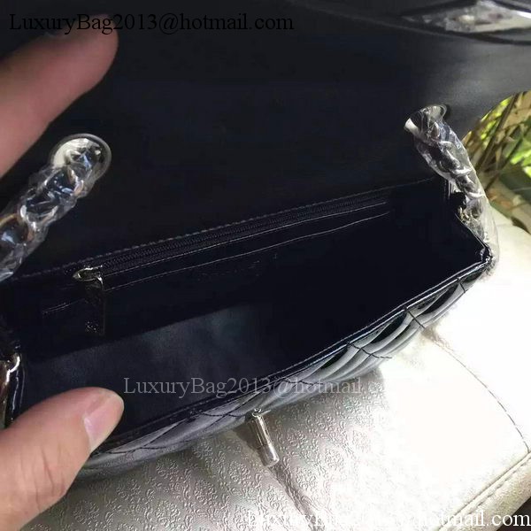 Chanel mini Classic Flap Bag Black Original Patent A1116 Silver