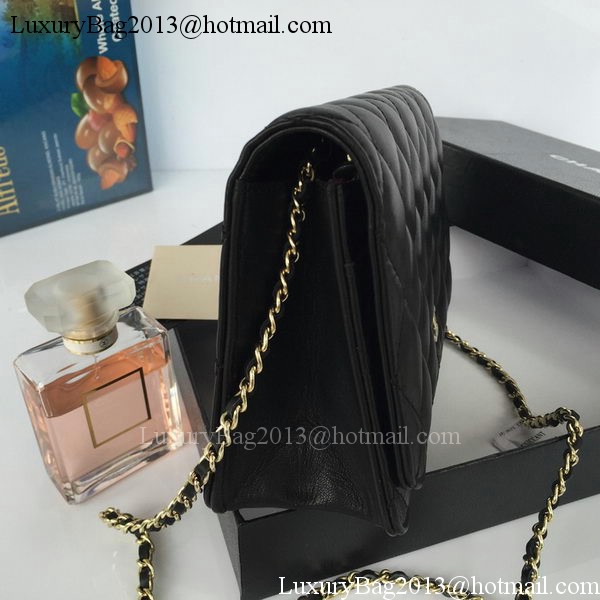 Chanel mini Flap Bag Black Sheepskin Leather A33814S Gold
