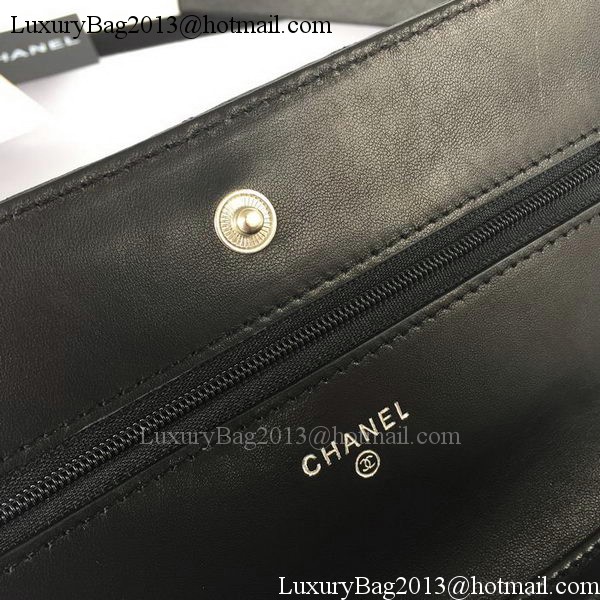 Chanel mini Flap Bag Black Sheepskin Leather A33814S Silver