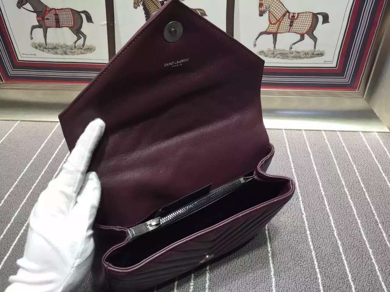 Yves Saint Laurent Messenger Bag  Origianl Leather YSL0338 Burgundy
